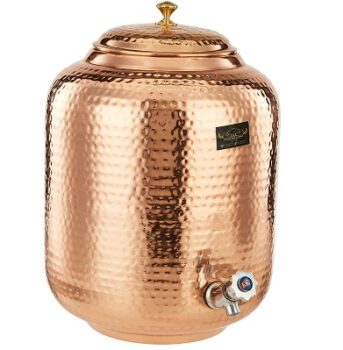 Crockery Wala and Company Jointless Pure Copper Water Dispenser/Matka 16 l and 2 Glasses