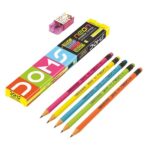 DOMS Neon Rubber Tipped HB/2 Graphite Pencils Box Pack
