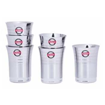 EMBASSY Stainless Steel Y-Big Glass, Pack of 6, 300 ml