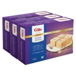 Gits Soan Papdi, Ready to Eat Indian Dessert, Pure Veg, Preservative Free, 1500g (Pack of 3, 500g Each), White