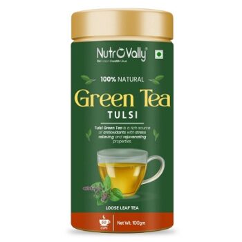 NutroVally Green Tea with Tulsi 100gm for weight Reduce Loaded