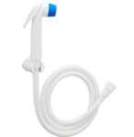 Amazon Brand - Solimo ABS Health Faucet with 1.25m PVC Flexible Pipe and ABS Wall Hook ( White)