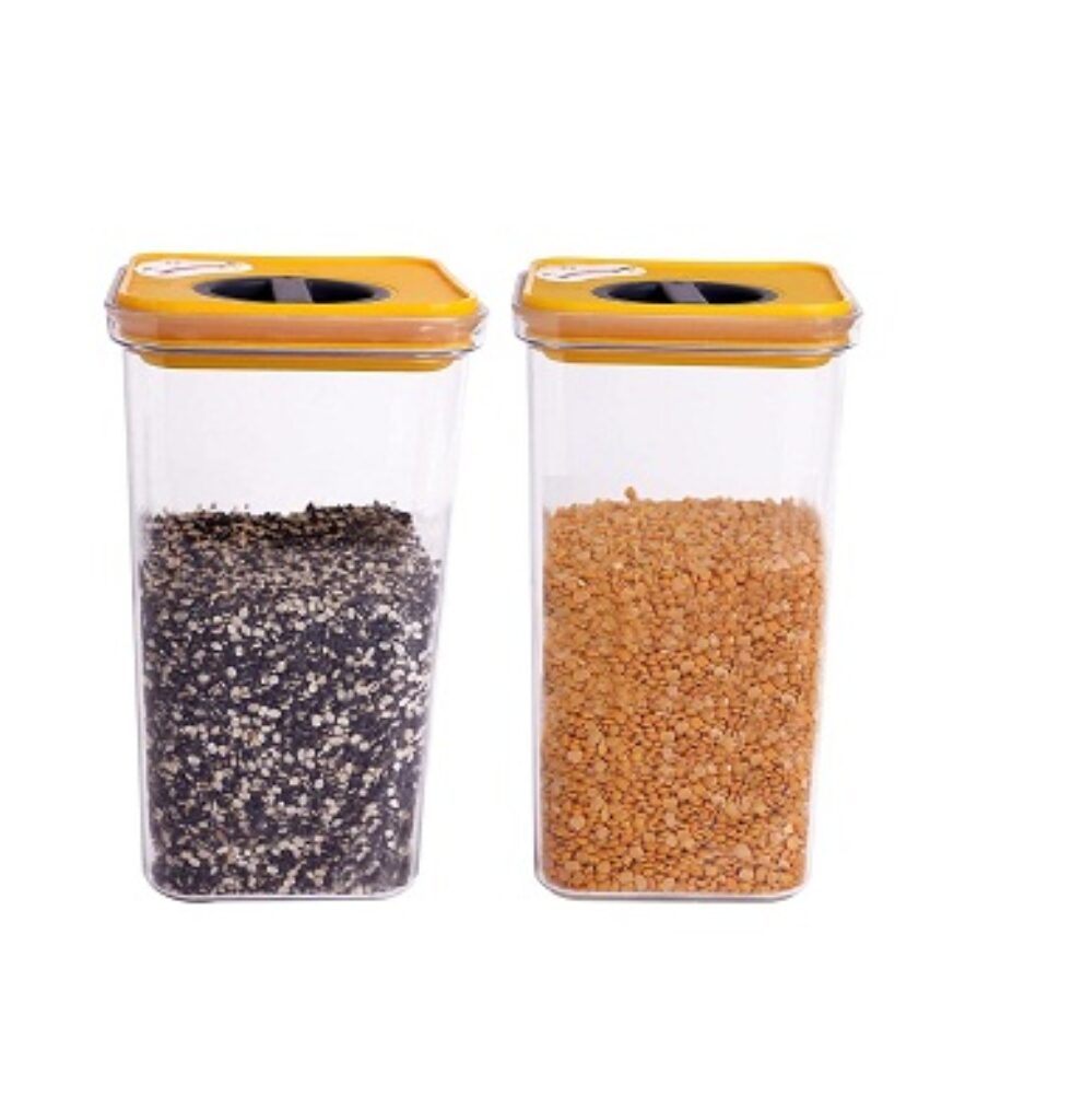 HOMETALES Multi-Purpose Container 2300ml each,Yellow Lid (2U)