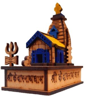 KRAAFTIQUE Shri Kedarnath Dham Temple in Wood Color 3D Model Mandir Statue - 04" x 02" x 04" Inch