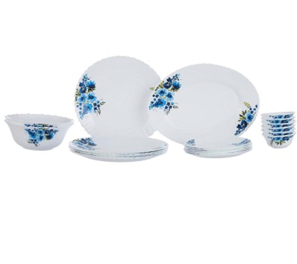 Larah by Borosil Pansy Fluted Series Opalware Dinner Set