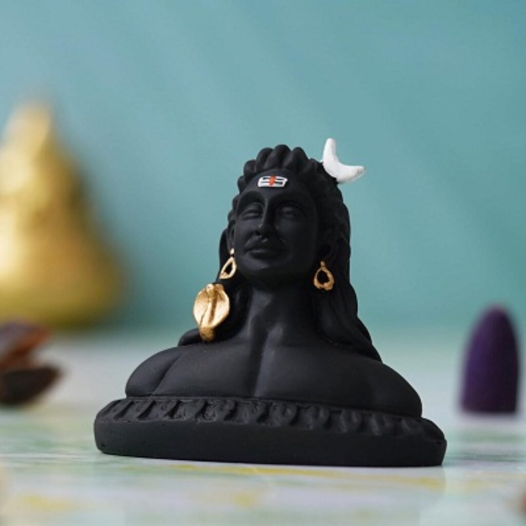 eCraftIndia Handcrafted Polyresin Black Adiyogi Lord Shiva Statue