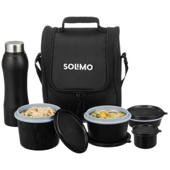 Amazon Brand - Solimo Lunch Box Set with Insulated Fabric Bag