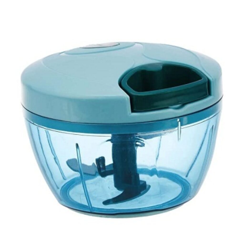 ATEVON 3 Blade Manual Blue Food Chopper - Compact & Powerful for Quick Vegetable Cutting