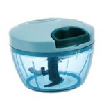 ATEVON 3 Blade Manual Blue Food Chopper - Compact & Powerful for Quick Vegetable Cutting