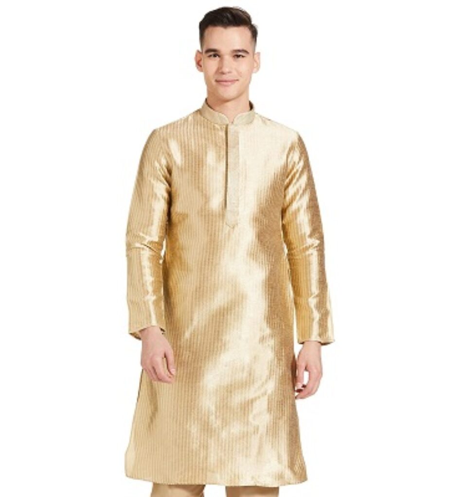 Manthan Men's Art Silk Full Sleeves Ethnic Knee Length Kurta