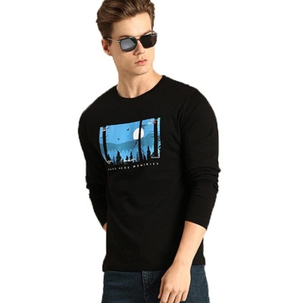 Bewakoof Men's Cotton Printed More Memories Symbol Full Sleeves