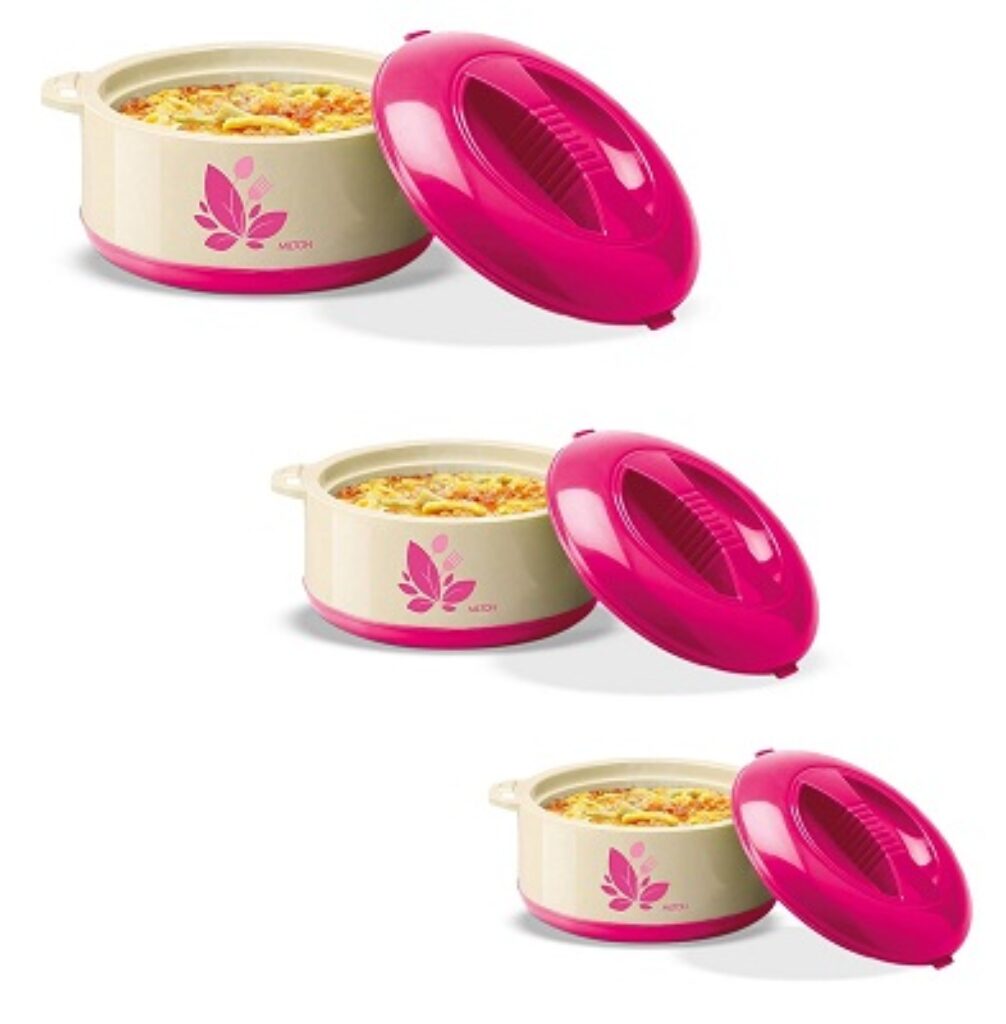 Milton New Orchid Jr. Inner Steel Casserole (450 ml, 790 ml, 1260 ml) Gift Set of 3, Pink