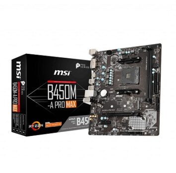 MSI B450M-A PRO MAX ProSeries Motherboard (ATX, 2ND and 3rd Gen, AM4, M.2, USB 3, DDR4, DVI HDMI, Crossfire)