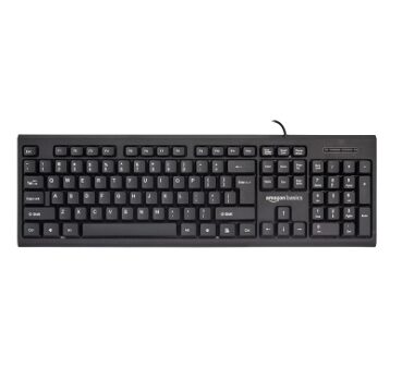 AmazonBasics Wired Multimedia Keyboard with 107 Keys, USB 2.0 Interface, for Gaming PC, Computer, Laptop, Mac