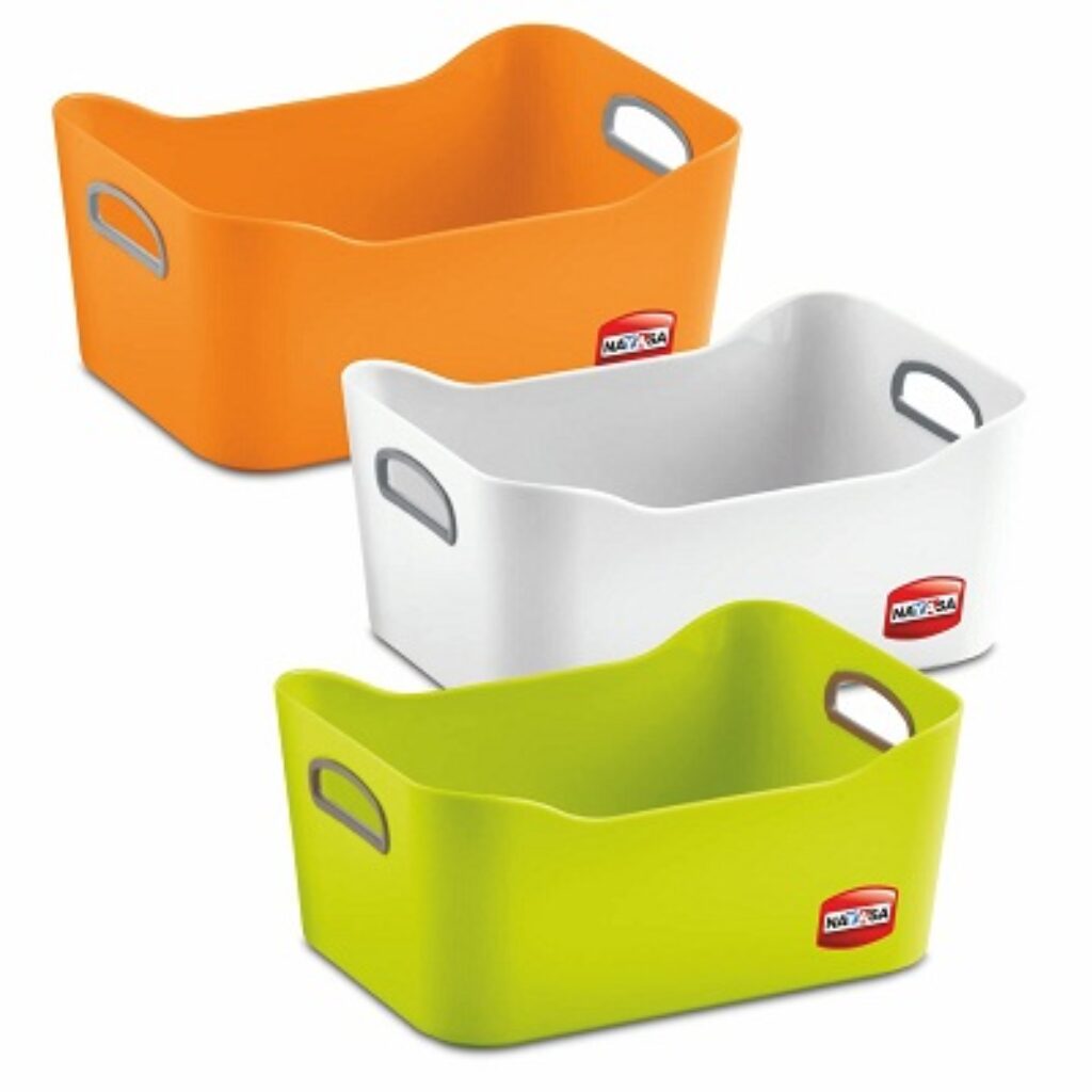 Nayasa Tri Colour Passion Basket- Set Of 3, Multi Purpose Storage Basket, Side handles