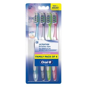 Oral B Sensitive & Gums Extra Softs Manual Toothbrush For Adults, Multicolor - (Buy 2 Get 2 Free)