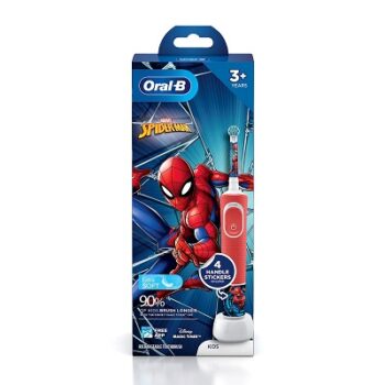 Oral B Kids Electric Rechargeable Toothbrush, Featuring Spider Man, Extra Soft Bristles (Age 3+,Multicolor)