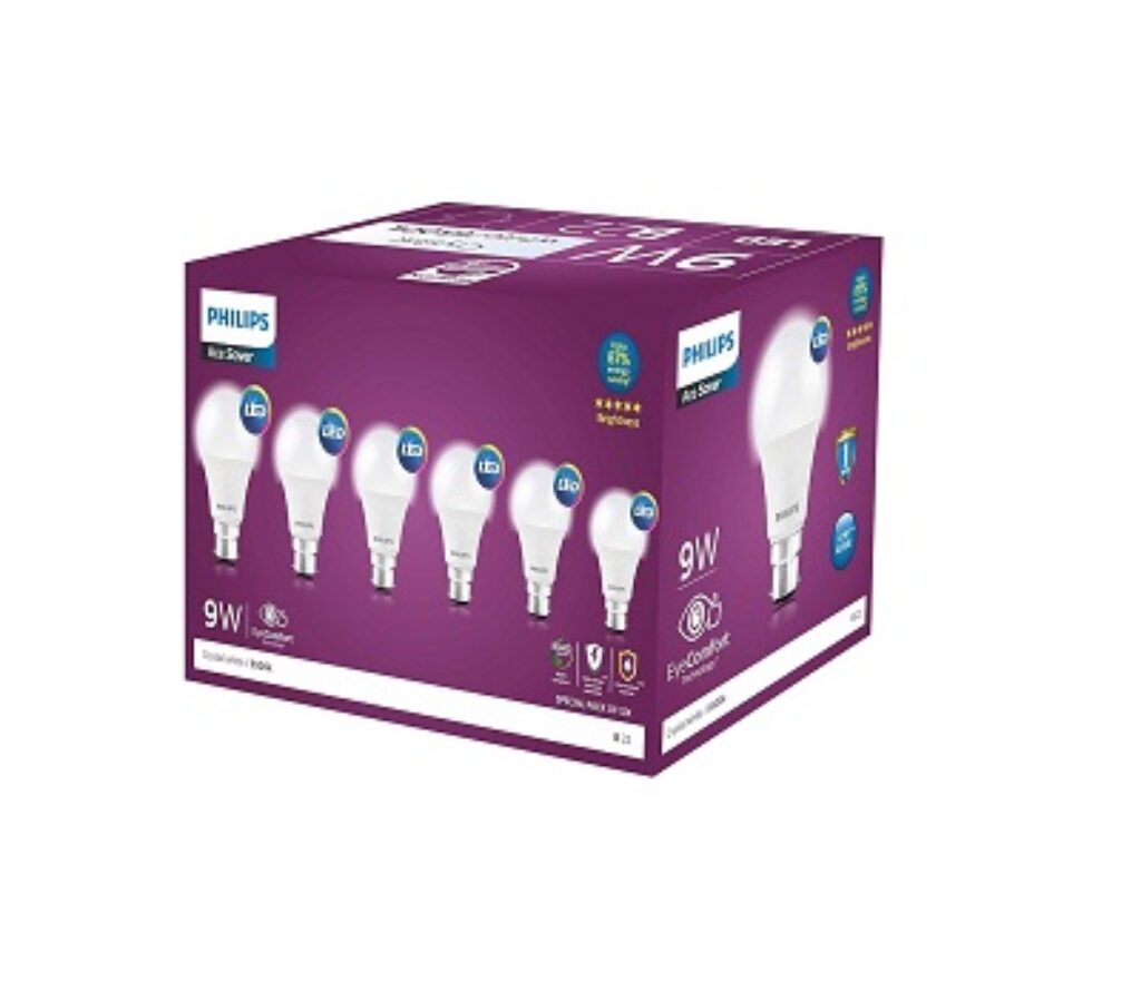 Philips 9-Watts Multipack B22 LED Cool Day White LED Bulb, Pack of 6, (Ace Saver)