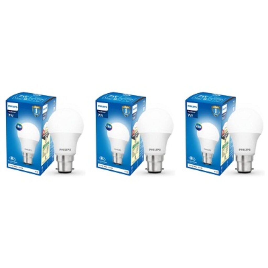 PHILIPS Base B22D 7-Watt Led Bulb (Pack of 3, White, Cool Day Light)