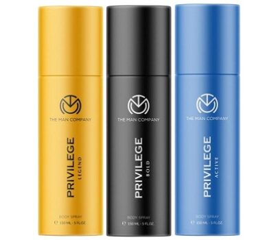 The Man Company Privilege Deodorants for Men - Active, Bold & Legend, Premium Long Lasting Fragrance, Everyday Use Deo Trio Pack (150ml* 3)