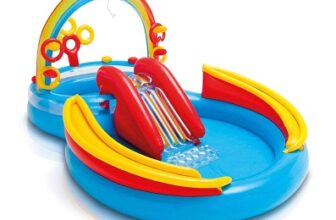 Intex Kid's Inflatable Rainbow Ring Water Play Center with Quick Fill Air Pump
