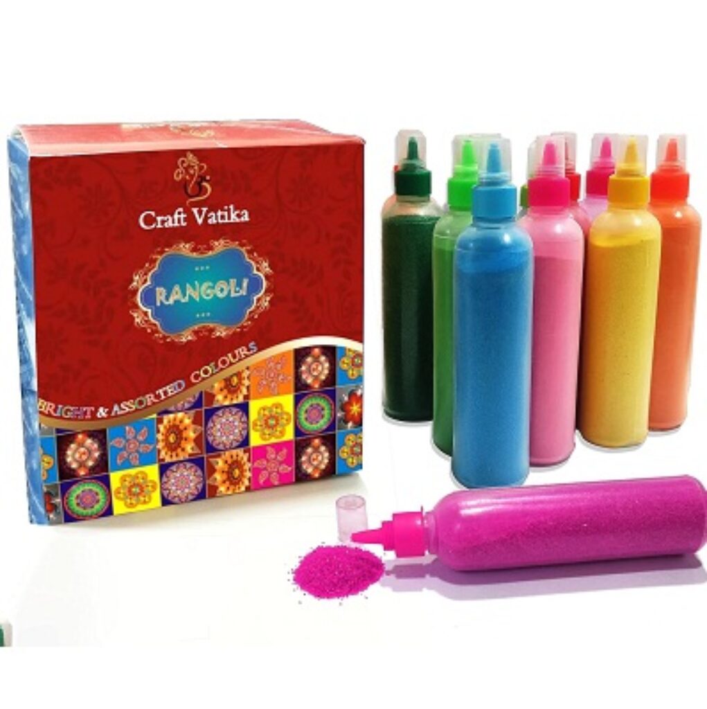 CraftVatika 12 Rangoli Colour Powder Tube Kit