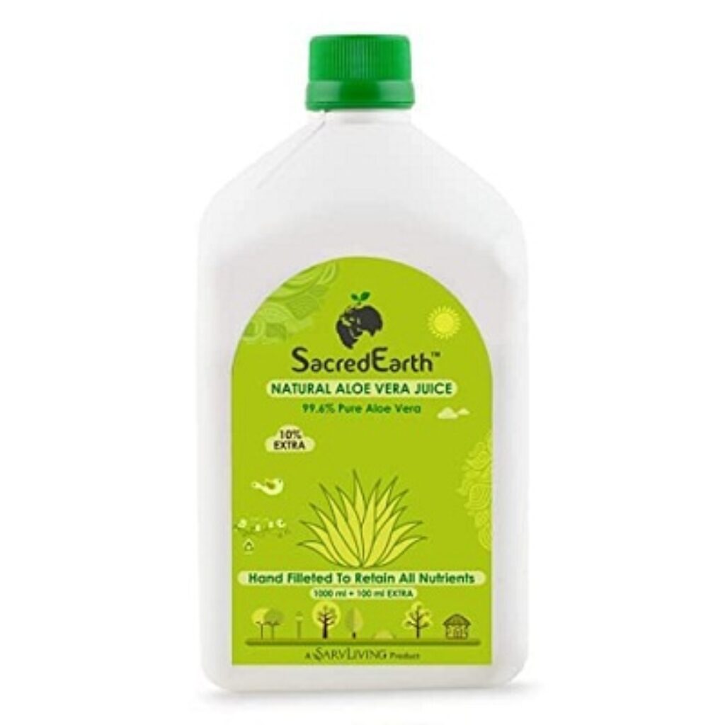 SacredEarth Natural Aloe Vera Juice With Fiber And No Added Sugar (1000ml + 100ml Extra)