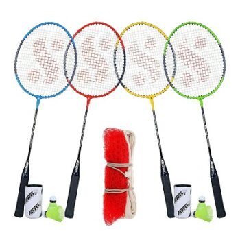 Silver's SB-100 Combo-9 (4 B/Rackets + 4 Pcs Plastic Shuttle + 1pc. Badminton Net Nylon),