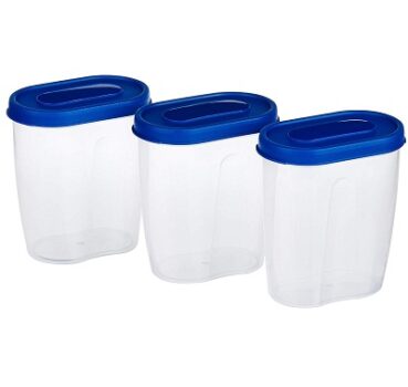 Amazon Brand - Solimo Set of 3 Grocery Jar (450ml), Blue