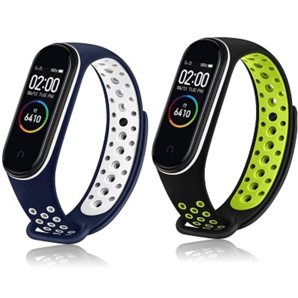 Sounce Blue and Green Adjustable Strap Combo for Xiaomi Mi Band 3/ Mi Band 4