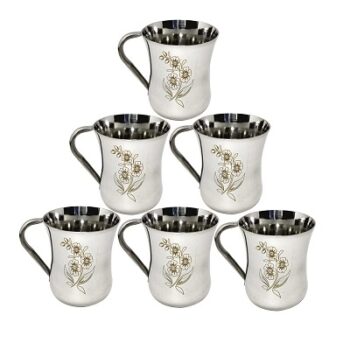 KC Pack of 6 Stainless Steel Tea/Coffee Cup Set of 6