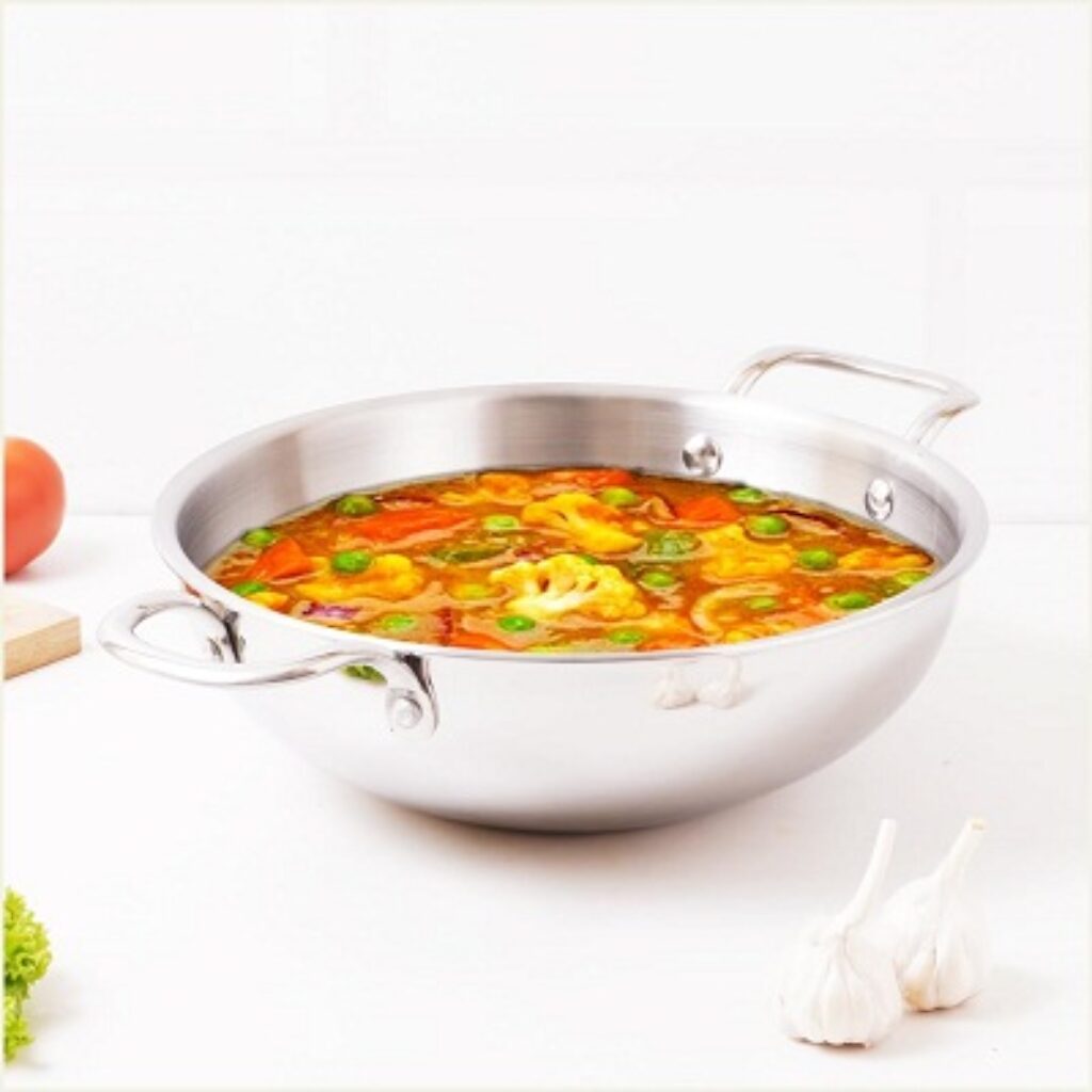 The Indus Valley Triply Stainless Steel Kadai/Kadhai