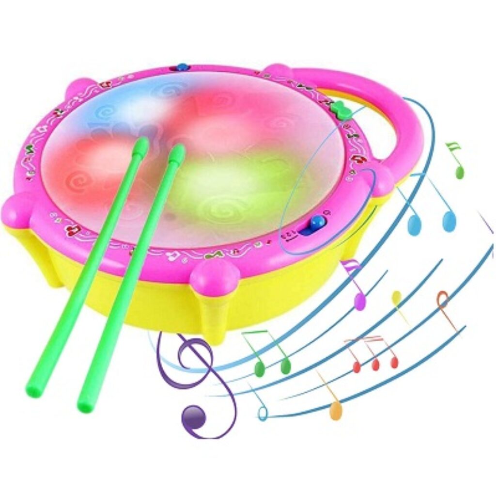 Toyshine Flash Drum with 3D Lights, Music Baby Toy for 2 3 4 Year Kid Boy Girl