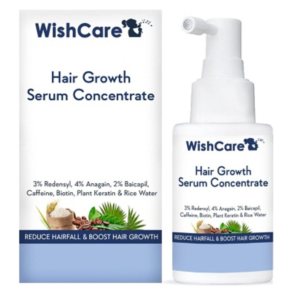 WishCare Hair Growth Serum Concentrate - 3% Redensyl, 4% Anagain, 2% Baicapil, Caffeine, Biotin, Plant Keratin & Rice Water - Hair Growth Serum for Men & Women