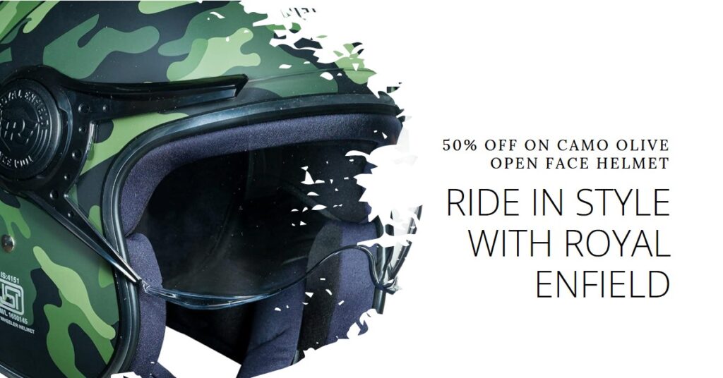 Royal Enfield Open Face Helmet with Jet Visor Camo