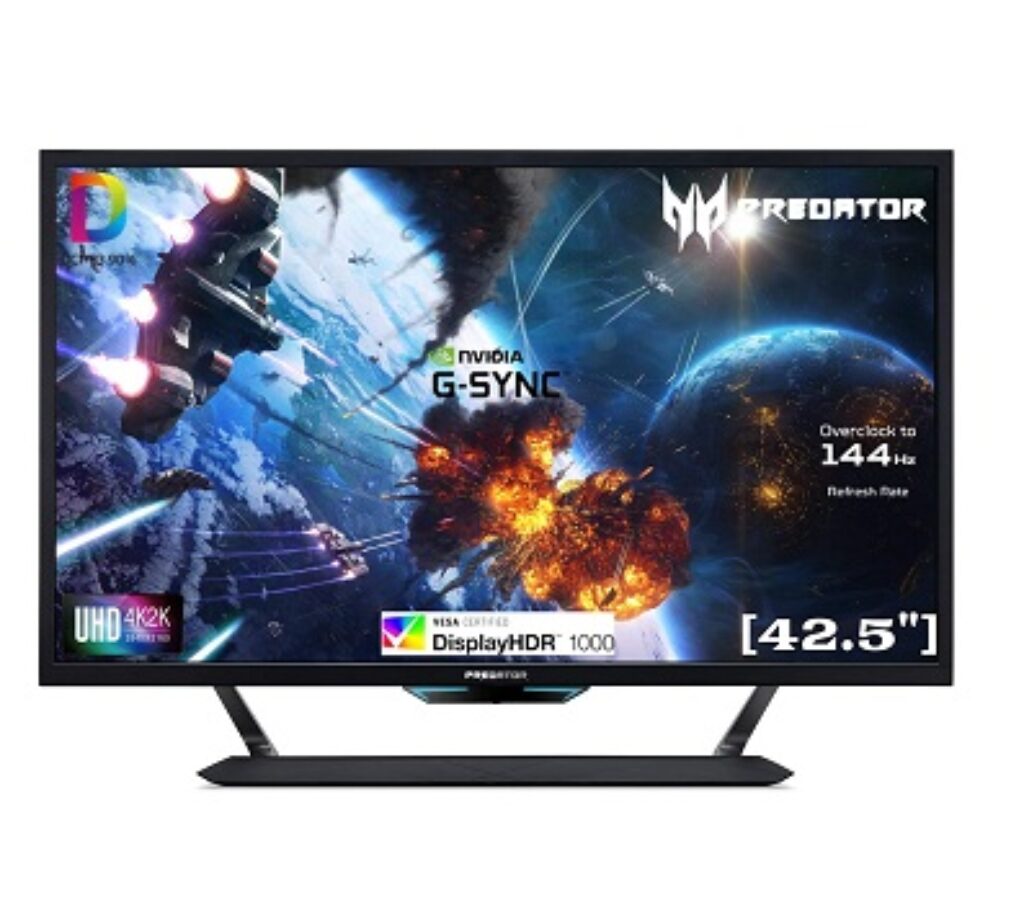 Acer Predator Cg437K 42.5 Inch (107.95 Cm) LCD 4K Uhd 3840 X 2160 Pixels Resolution Gaming Monitor, G-Sync Compatible, Vesa Certified Displayhdr 1000, 144Hz, 1Ms Vrb (Black)