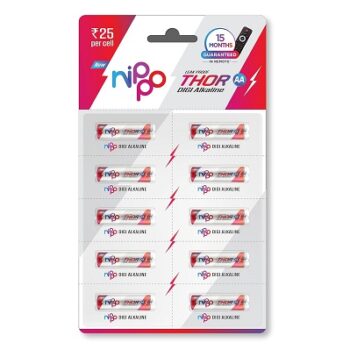 Nippo Thor Leakproof Alkaline AA Batteries 1.5V