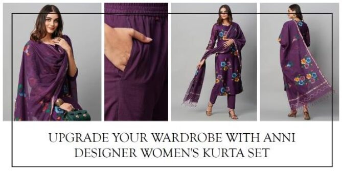 ANNI DESIGNER Women's Cotton Blend Straight Printed Kurta