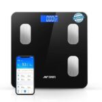 Ant Esports Flora Smart Scale for Body Weight and Fat, Digital Bathroom Scale Accurate to 0.1kg Weighing Machine for People’s Muscle BMI, Bluetooth Electronic Body Composition Monitor, 180Kg – Black