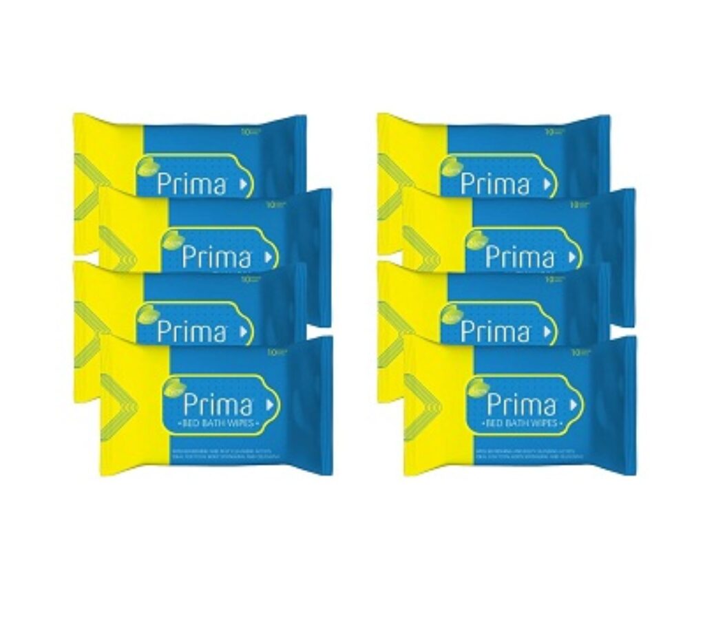 PRIMA Bed Bath Wipes, 24cm*32cm, Combo of 8 (10 x 8 = 80 Count)