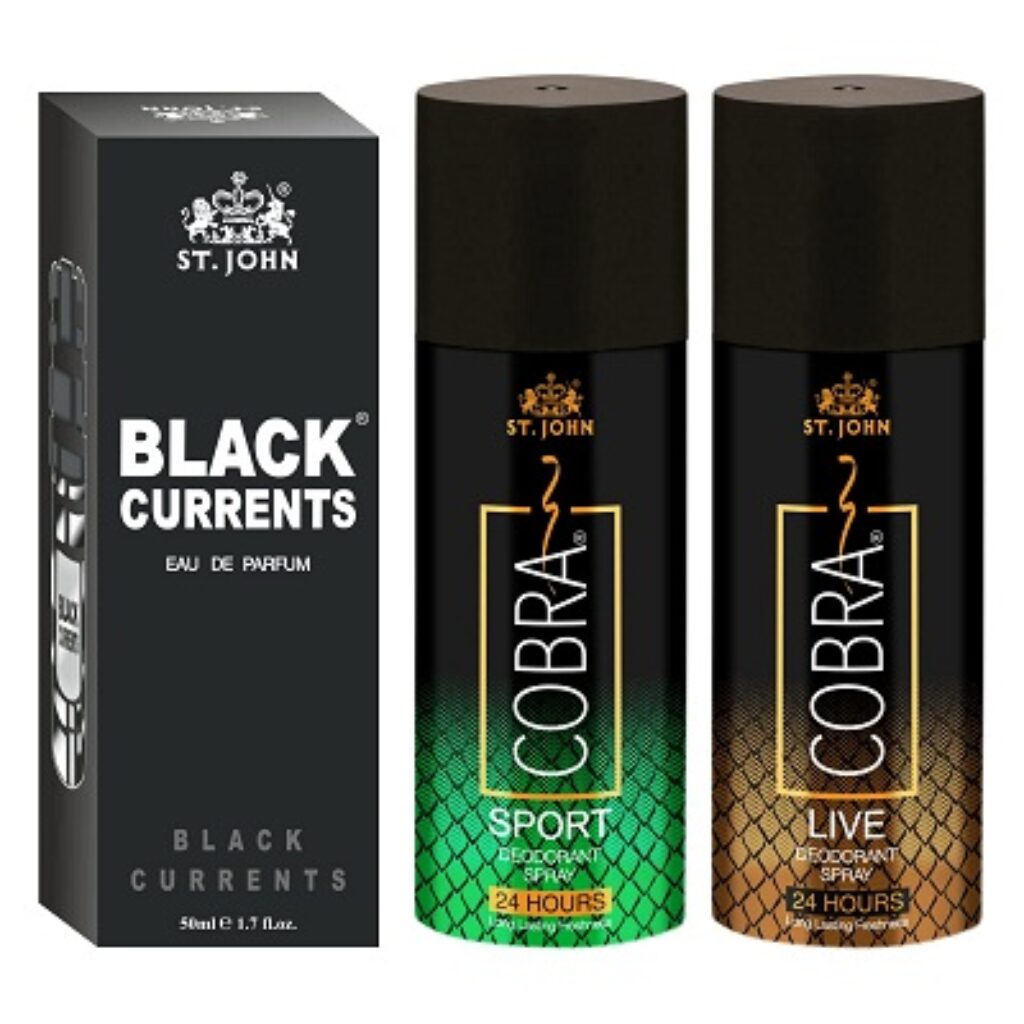 ST.JOHN Cobra Deodrant Live & Sports 150 ml each & Black Current 50ml