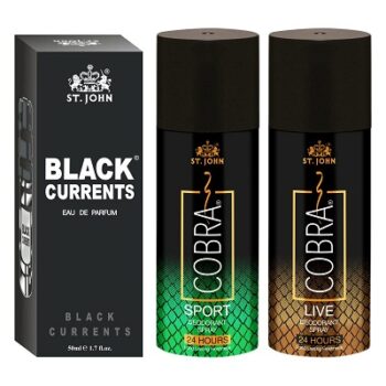 ST.JOHN Cobra Deodrant Live & Sports 150 ml each & Black Current 50ml