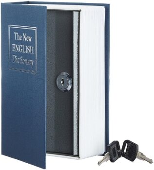 Amazon Basics Book Safe With Key Lock, Small, Blue