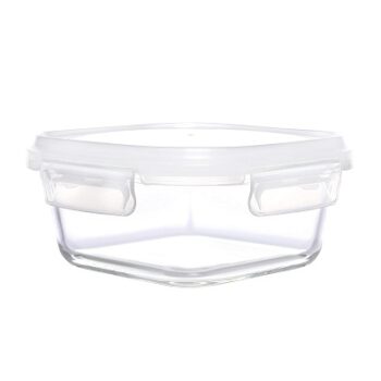 Amazon Brand - Solimo Borosilicate Glass Container with Lids for Kitchen/Tiffin, Square (520 ml)