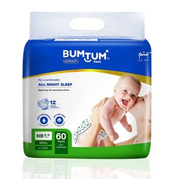 Bumtum Baby Diaper Pants, New Born 60 Count
