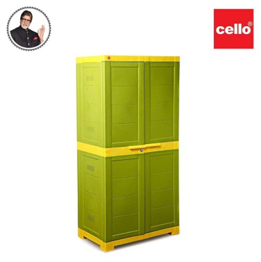 Cello Novelty Big Plastic IB Shoe Rack with lock(Green and Yellow)