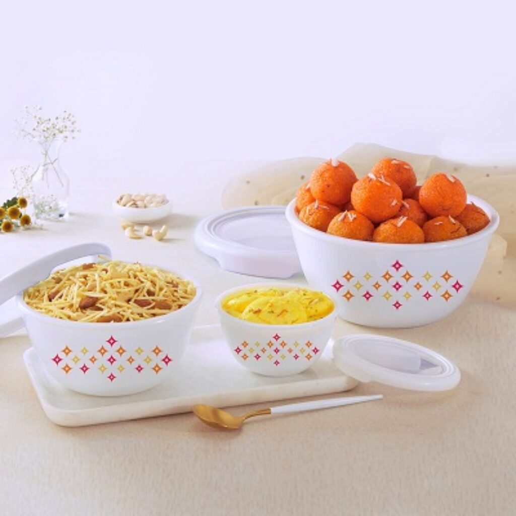 CELLO Opalware Mixing Bowl Set with Premium Lid