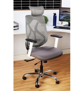Amazon Brand - Solimo Comber High Back Mesh Office Chair (Grey & White)
