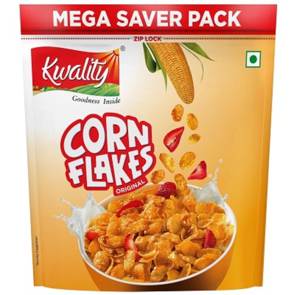 Kwality Corn Flakes 800g | Made with Golden Corns