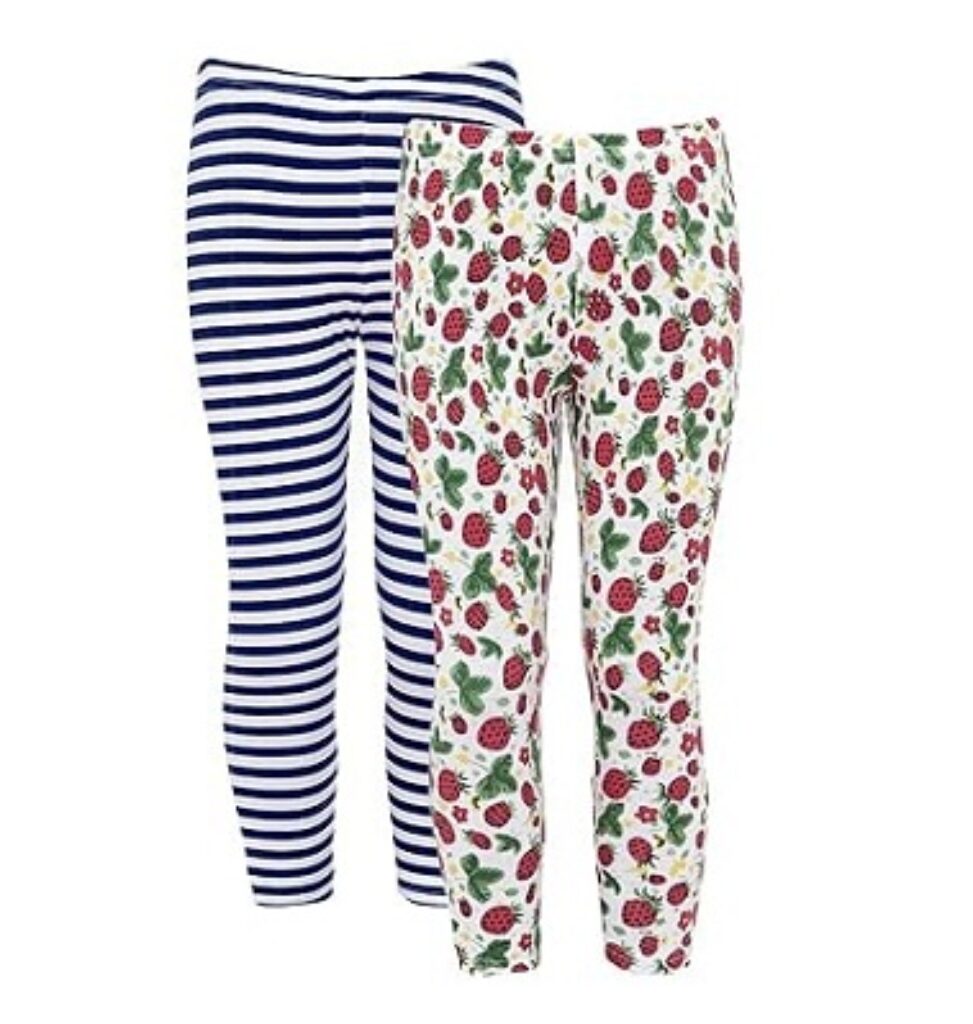 Naughty Ninos Girls Cotton Girls Pack of 2 Printed Ankle-Length Leggings for 2 to 12 Years